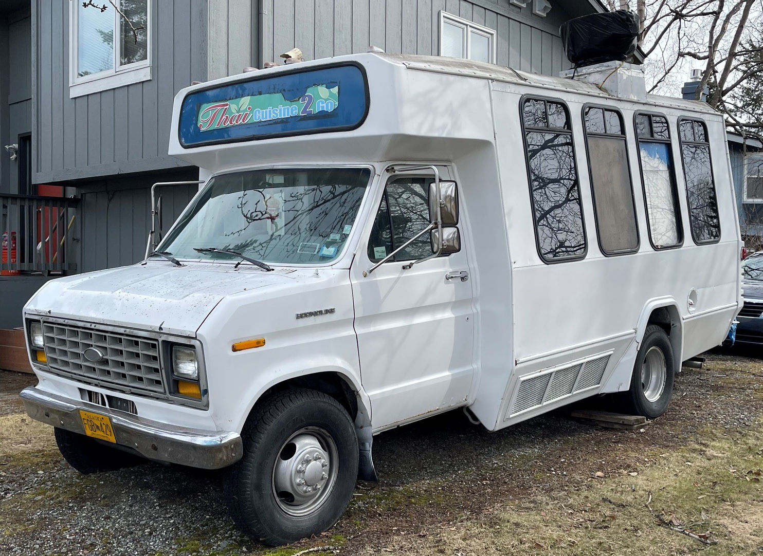 Ford Econoline 350 food truck with commercial kitchen for sale in Anchorage Alaska - driver side front view